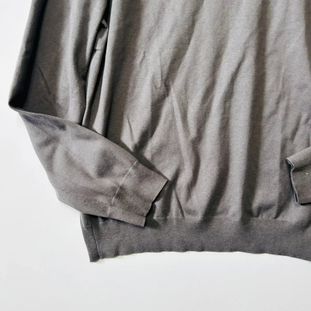 Banana Republic Mens Silk V-Neck Sweater Taupe Grey Size M Preppy Luxury